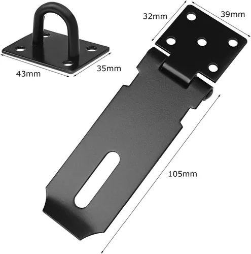 Miniatura 2 de Cerradura de candado de 4 pulgadas para puerta de acero inoxidable, cierre de candado, cerrojo negro, cerrojo de puerta con tornillo de fijación
