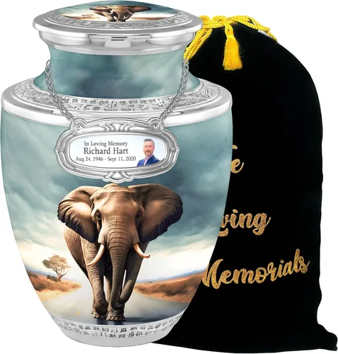 Miniatura 8 de Urnas de cremación personalizadas de dignidad de elefante para cenizas adultas, hombres y mujeres, urnas funerarias de 200 libras para cenizas