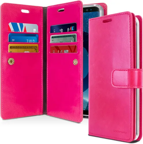 GOOSPERY Mansoor - Funda tipo cartera para Samsung Galaxy S9 Plus (2018) con tarjetero de doble cara, color rosa intenso