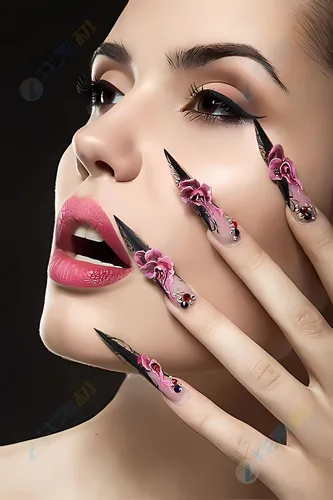 Miniatura 7 de Uñas postizas a presión en forma de almendra, uñas postizas medianas y brillantes, uñas adhesivas con punta francesa, cobertura completa, uñas