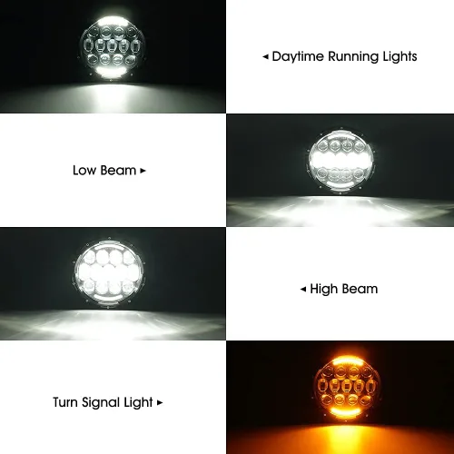 Miniatura 2 de Xprite Faros LED Wrangler de 105W, Faros Redondos de 7 Pulgadas de Reemplazo con Luz Alta/Baja, DRL, Luces de Señal de Giro, Aprobados por DOT