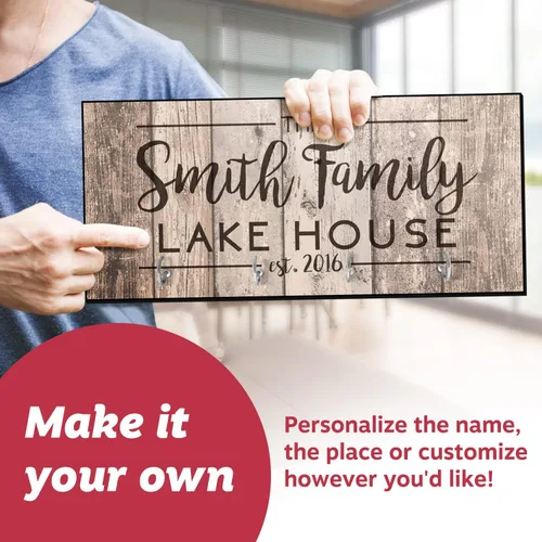 Miniatura 4 de Pattern Pop Percha de llaves personalizada de la casa del lago con aspecto de tablón de madera