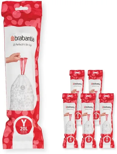 Miniatura 9 de Bolsas de basura Brabantia PerfectFit (Tamaño M/16 Gal) Bolsas gruesas de plástico para caneca de basura con asas de cordón (40 bolsas)
