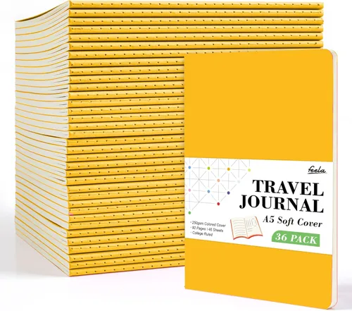 Miniatura 21 de Feela - Paquete de 36 cuadernos de tapa blanda en blanco, a rayas, para viajes, para mujeres y hombres, cuadernos para escribir, cuadernos rayados