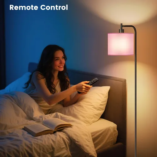 Miniatura 2 de SIBRILLE Lámpara de pie con pantalla de lino, lámpara de pie alta regulable con control remoto y 3 temperaturas de color, modernas lámparas de pie