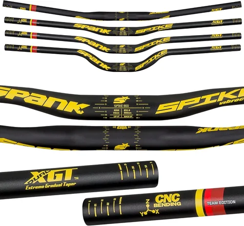Miniatura 2 de Spank Spike 800 Vibrocore - Manillar de bicicleta de montaña, manillar de aleación de aluminio, 30R (negro amarillo) manillar de bicicleta