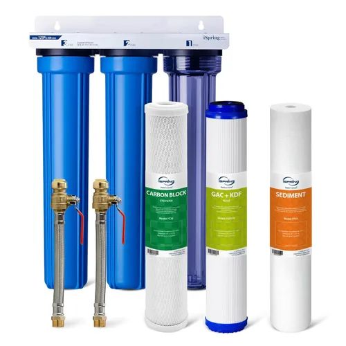 Miniatura 10 de iSpring WCB32O+AHPF12MNPT12X2 Sistema de filtro de agua para toda la casa, reduce hasta un 99% de cloro, sedimentos, sabor, olor, sistema de Sistema
