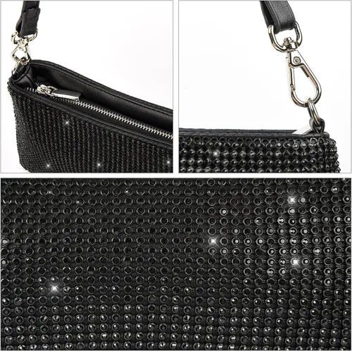 Miniatura 6 de Valleycomfy Bolso de Mano de Brillo para Noche para Mujeres Dama Niña Novia Bolso de Diamantes de Imitación para Baile de Graduación Cóctel Fiesta