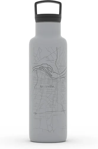 Miniatura 155 de Well Told Botella de agua aislada con mapa de Washington DC grabado, botella de acero inoxidable grabada (21 onzas, blanco) botella aislada de mapa