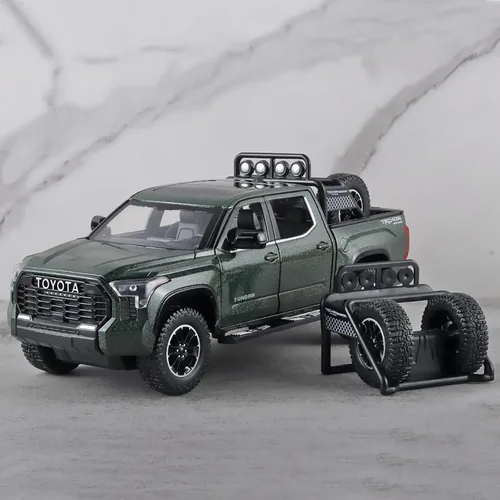 Miniatura 4 de OANMYJJO Camiones de juguete para niños 1/24 Tundra modelo de metal fundido a troquel de juguete, modelo de automóvil con luz y sonido, camiones