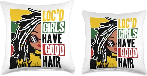 Miniatura 3 de Locs Afro Dreadlocks Love Beauty Hair Loc'd Good Hair Black American African Girl Throw Pillow, 16x16, Multicolor