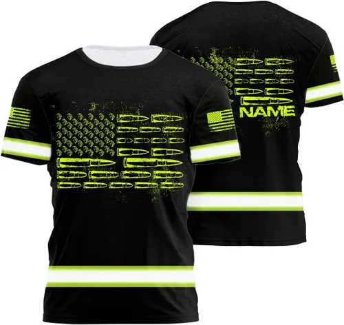 Miniatura 12 de Camisa de alta visibilidad para hombre, camisas de seguridad reflectantes con nombre personalizado para patriota, patriótico, veterano, militar