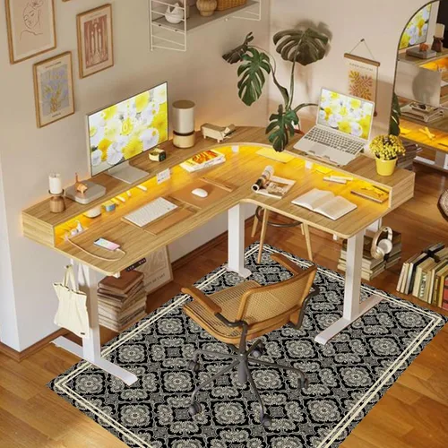 Miniatura 2 de Tapete para silla de oficina para suelo de madera dura, 36 x 48 pulgadas, tapete antideslizante para silla de escritorio para suelos duros, alfombra