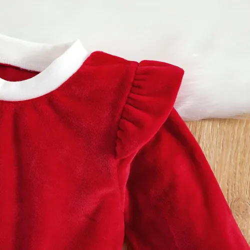 Miniatura 33 de Mameluco de Navidad para niñas recién nacidas, falda de malla de terciopelo rojo, traje de primera Navidad, regalo de Navidad
