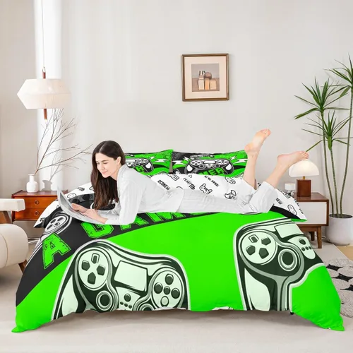 Miniatura 8 de Erosebridal Juego de funda de edredón para niños, niñas, niños y adolescentes, juego de ropa de cama de videojuegos, tamaño individual, funda