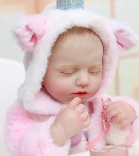 Miniatura 8 de Muñecas Reborn Baby – Muñecas de bebé reales de 20 pulgadas que se ven reales, muñeca niña de vinilo de cuerpo completo en traje de cuerno de Rosa