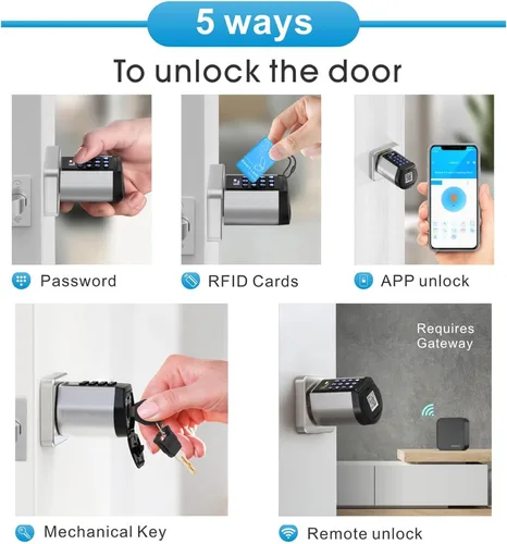 Miniatura 5 de WELOCK Cerradura Inteligente WiFi para Puerta, Perilla de Entrada sin Llave 5 en 1 con Seguridad de Bloqueo Automático, Control de Aplicación