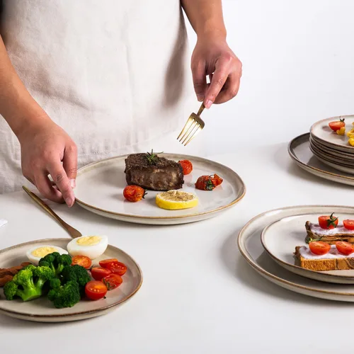 Miniatura 9 de Juego de Platos de Cerámica AmorArc de 6, Platos de Barro de Esmalte Reactivo Hechos a Mano de 8.5 Pulgadas para Postre, Ensalada, Aperitivo, Cena
