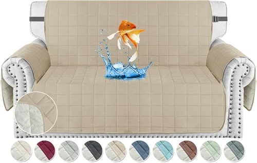 Miniatura 16 de MAXIJIN Fundas impermeables para sofá de 3 cojines, aptas para mascotas, fundas acolchadas para sofá de 69 pulgadas, lavables, protector de sofá