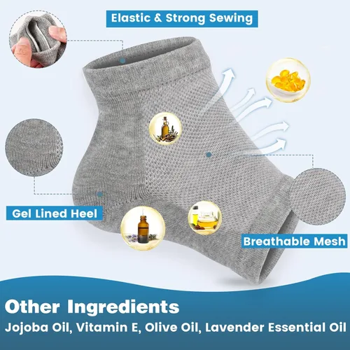 Miniatura 4 de TEAWOO 6 pares de calcetines hidratantes para el tratamiento del talón agrietado, calcetines sin dedos para suavizar e hidratar los pies secos