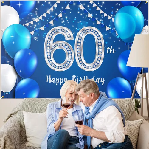 Miniatura 6 de HAMIGAR Fondo de pancarta de feliz cumpleaños 60 de 60 x 4 pies, decoraciones de cumpleaños de 60 años, suministros de fiesta para mujeres