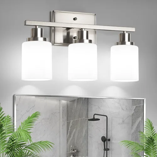 Miniatura 10 de Ascher 2 luces de pared, lámpara de tocador moderna con acabado negro, luz de pared con pantalla de vidrio transparente para espejo, pasillo