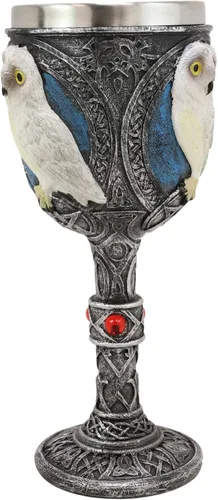 Miniatura 2 de Ebros Aturdido Búho Blanco Nieve Beverage Vajilla Adorable Arctic Tundra Búhos con tatuaje tribal celta nudos y piedras preciosas rojas