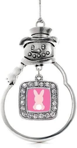 Miniatura 152 de Inspired Silver - Adorno de rodillo de reina - Adorno cuadrado de plata con muñeco de nieve con joyas de circonita cúbica