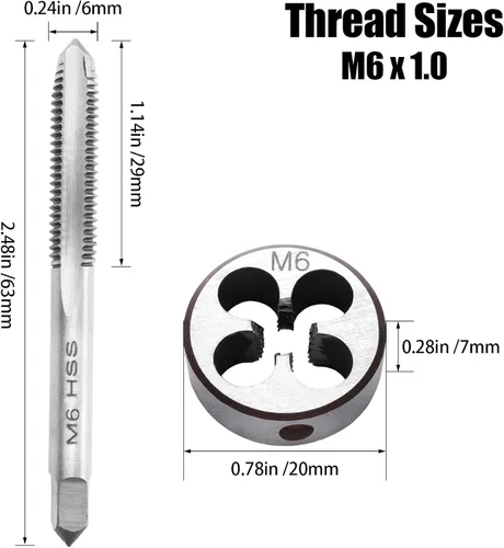Miniatura 2 de Juego de brocas y machos de roscar M6 x 1.0 métrico, juego de brocas y machos de roscar M6 x 1.0mm de acero de alta velocidad de máquina de mano