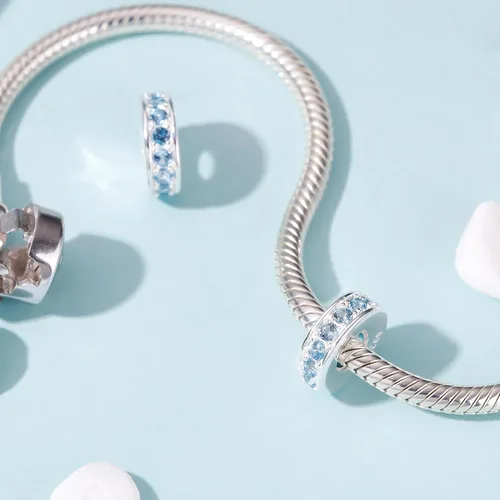 Miniatura 8 de 925 plata esterlina espaciador encanto grano con CZ transparente para pulseras Pandora Charms