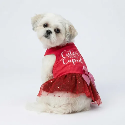 Miniatura 4 de Fitwarm Cuter Than Cupid - Vestido de tul para perro, linda ropa para chicas, ropa divertida para mascotas, rojo borgoña, talla S
