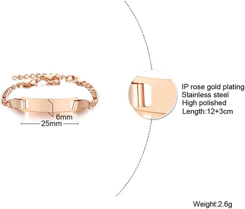 Miniatura 126 de Pulsera de barra para bebé: chapado en oro de 18 quilates, pulsera con placa de identificación personalizada para niños pequeños de mamá, nombre