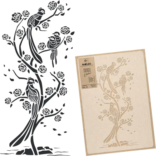 Miniatura 20 de NAKLEO - Plantilla de pared de plástico reutilizable - 23 x 37 pulgadas - Adorno de barandilla china - Papel tapiz grande para pintura de arte DIY