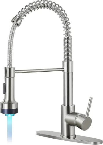Miniatura 15 de DJS - Grifo de cocina con rociador extraíble, acabado negro mate, ajuste de modo dual, una manija, para 1 o 3 orificios, grifo comercial