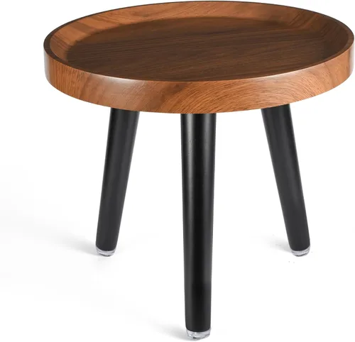 KGPLOME Soporte para plantas de interior, mesa de madera de mediados de siglo con acabado de nogal, soporte alto para maceta, mesa auxiliar redonda