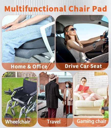 Miniatura 7 de Cojín de asiento de espuma viscoelástica, cojín grande para silla de oficina, cojín para silla de coxis, ciática, coxis, alivio del dolor de espalda