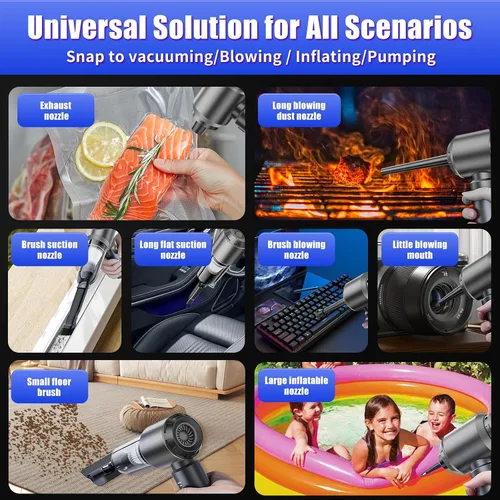 Miniatura 5 de Aspiradora portátil inalámbrica de 22000 PA de alta potencia, mini aspiradora de mano recargable, plegable con motor sin escobillas, bomba de Gris