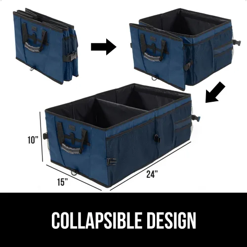 Miniatura 8 de GORILLA GRIP Organizador de maletero para SUV y automóviles, organizador de almacenamiento plegable de gran capacidad, accesorios de coche Azul
