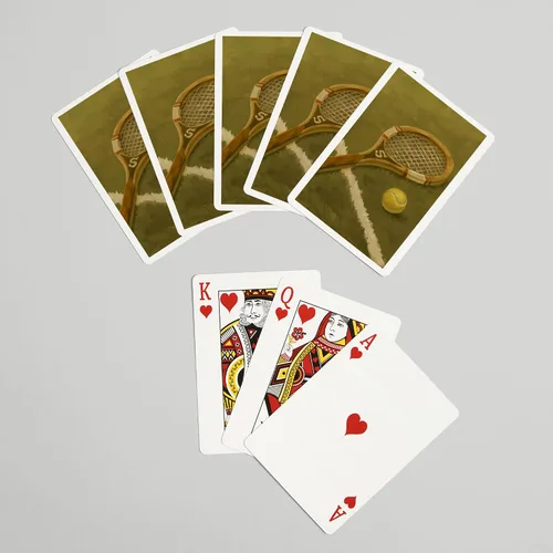 Miniatura 7 de Lantern Press Raqueta de tenis, pintura al óleo (52 cartas de juego, baraja de cartas de tamaño póker con comodines)