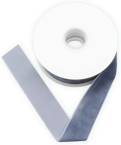 Miniatura 5 de Cinta de terciopelo azul polvoriento de una cara, carrete de 1 1/2 pulgadas por 10 yardas Azul empolvado