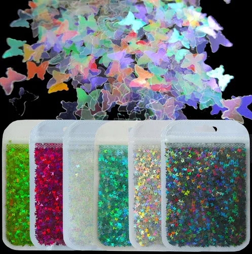 LoveOurHome 2.12 oz con forma de mariposa, copos de purpurina gruesos, Mylar holográfico, lentejuelas, confeti, destellos, manicura, decoración de