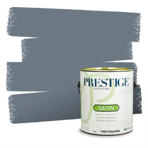 Miniatura 61 de Pintura Exterior + imprimación PRESTIGE, todo-en-uno, 1 galón, acabado mate, color comparable al Valspar* Royal Gray* VS151-Gris real