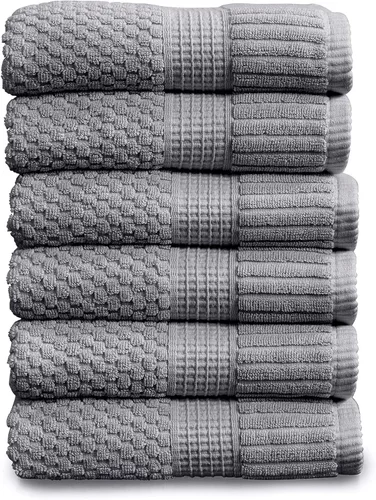 Miniatura 72 de NY Loft Juego de 4 toallas de baño 100% algodón, supersuaves y absorbentes, de secado rápido, 30 x 52 pulgadas, algodón texturizado y duradero