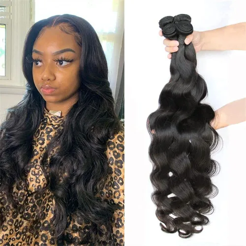 Miniatura 18 de Paquetes de Ondas Corporales con Cierre para Mujeres Negras (10 12 14+10) 100% Cabello Humano Brasileño de Ondas Corporales Sin Procesar 3 Paquetes