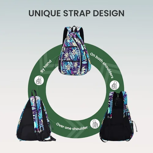 Miniatura 2 de Sucipi Pickleball Bag - Men's & Women's Pickleball Backpack, Adjustable Sling Bag w/Fence Hook/Large Capacity/Safety Pocket Púrpura (Purple Leaf)