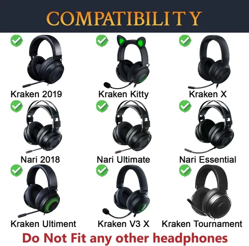 Miniatura 2 de SOULWIT Almohadillas de repuesto de gel refrigerante, para Razer Kraken 2019/Tournament Edition/Ultimate/Kitty, almohadillas para auriculares Negro