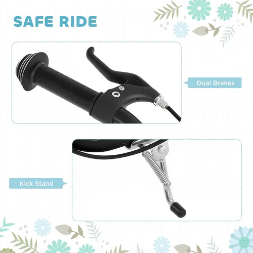 Miniatura 6 de Aosom Patinete con Frenos Duales de Pinza Delanteros y Traseros, Patinete de Ruedas Grandes para Edades 5+, Rueda Delantera Inflable de 12 Pulgadas