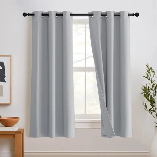 Miniatura 24 de RYB HOME 3 en 1 insonorizadas - oscurecedoras - cortinas de lino con aislamiento, cortinas de ahorro de energía con bloqueo de ruido para Lino blanco