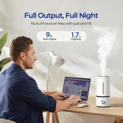 Miniatura 3 de raydrop - Humidificadores de vapor frío para bebés en el hogar, humidificador ultrasónico silencioso y pequeño de 1,70 l para mesita de noche