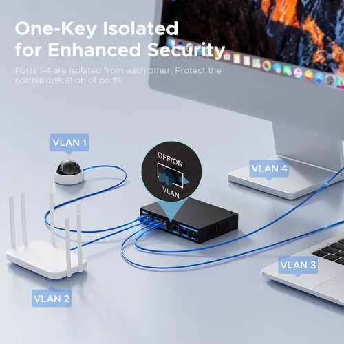 Miniatura 8 de Interruptor PoE+ de 4 puertos 2.5Gb con 2 puertos SFP+ de 10Gb adicionales, TEROW Base-T 10G Ethernet, capacidad de conmutación de 60Gbps